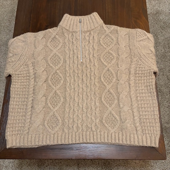 Jenni Kayne Cable Half Zip Sweater In Clove Wool Alpaca - Picture 11 of 15